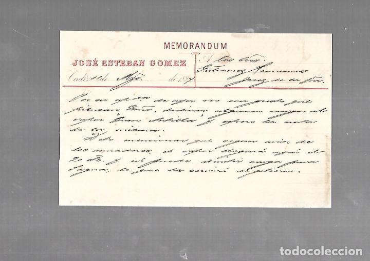 Old Documents: MEMORANDUM. JOSE ESTEBAN GOMEZ. CADIZ. 1894