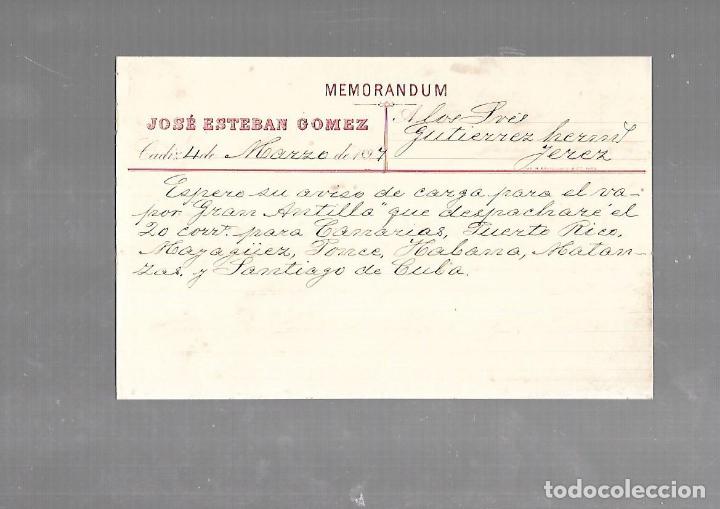 Old Documents: MEMORANDUM. JOSE ESTEBAN GOMEZ. CADIZ. 1894