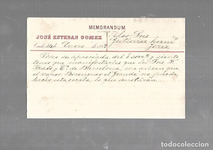 Old Documents: MEMORANDUM. JOSE ESTEBAN GOMEZ. CADIZ. 1894