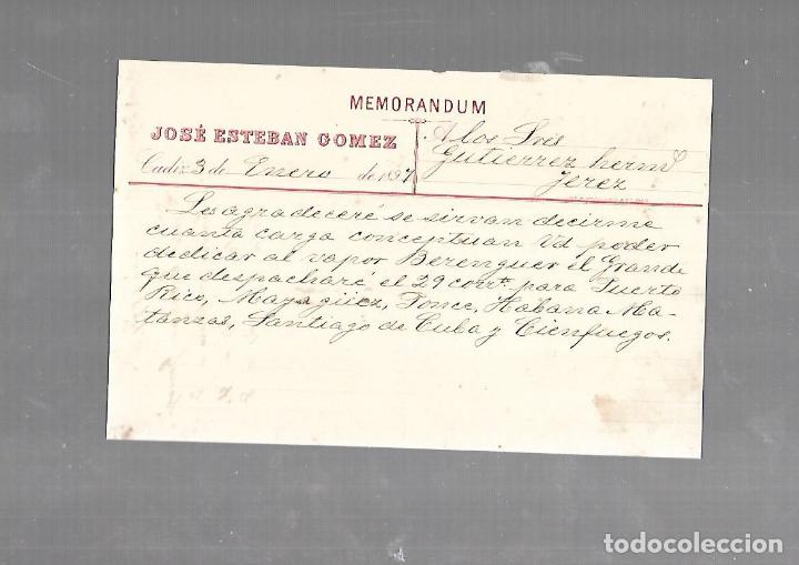 Old Documents: MEMORANDUM. JOSE ESTEBAN GOMEZ. CADIZ. 1894