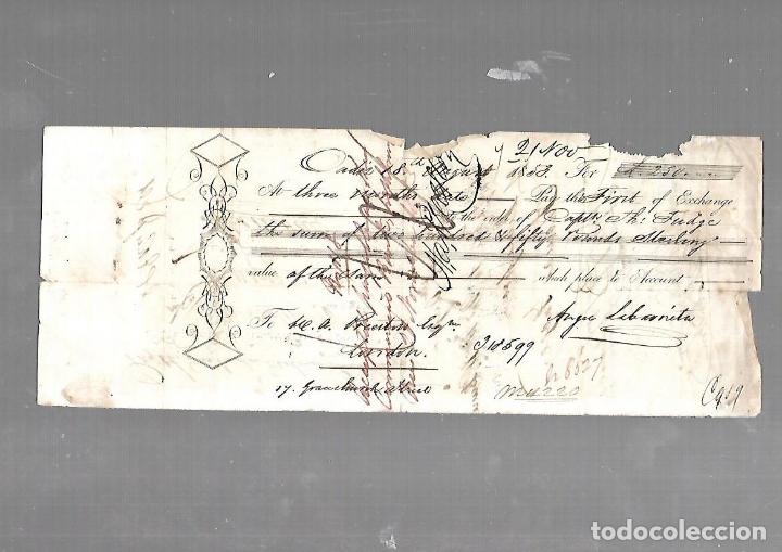 Documentos antiguos: LETRA DE CAMBIO. ANGEL LABARNITA. CADIZ. 1853