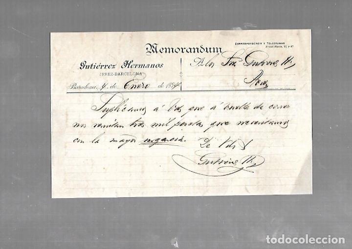 Documenti antichi: MEMORANDUM. GUTIERREZ HERMANOS. BARCELONA. 1894