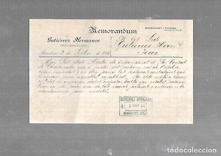 Documentos antigos: MEMORANDUM. GUTIERREZ HERMANOS. BARCELONA. 1894
