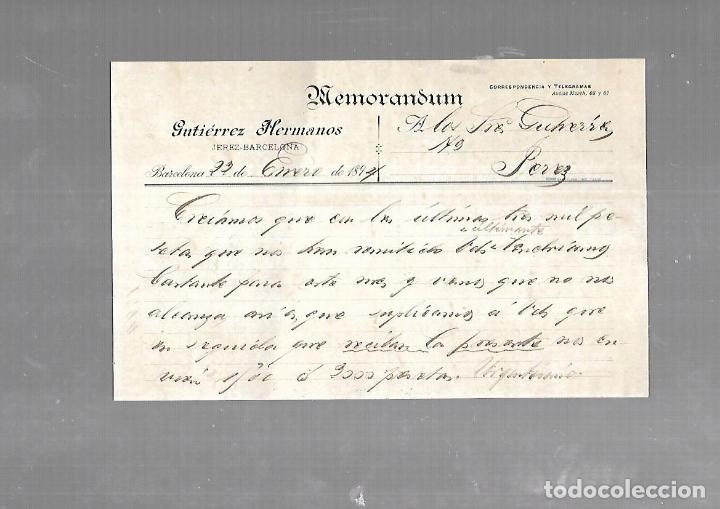 Documentos antigos: MEMORANDUM. GUTIERREZ HERMANOS. BARCELONA. 1894