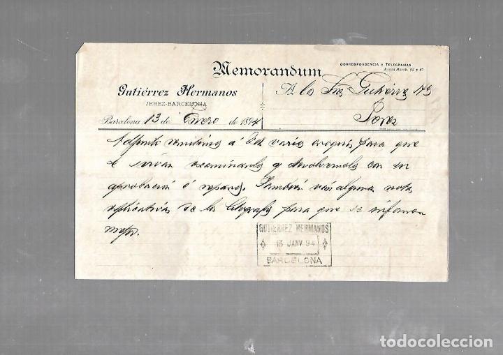 Documentos antigos: MEMORANDUM. GUTIERREZ HERMANOS. BARCELONA. 1894
