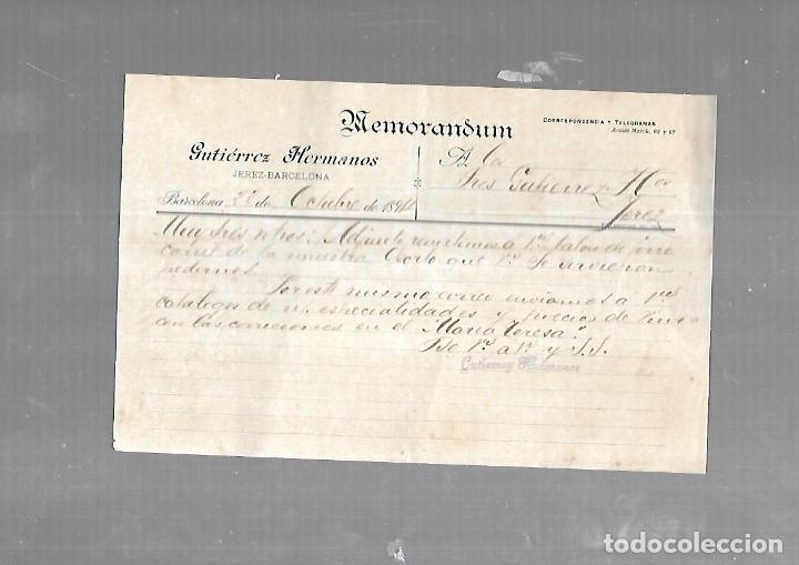 Documentos antigos: MEMORANDUM. GUTIERREZ HERMANOS. BARCELONA. 1894