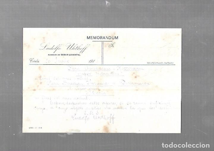 Documentos antiguos: MEMORANDUM. LUDOLFO UHTHOFF. 1915. CADIZ