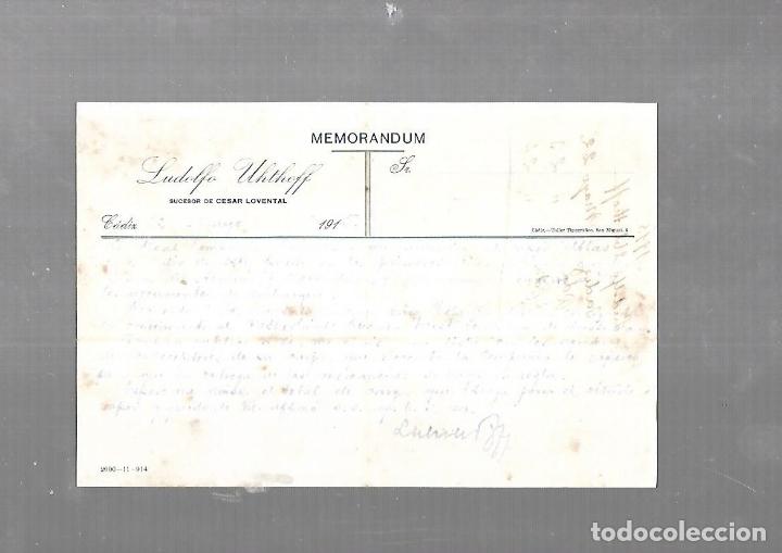 Documentos antiguos: MEMORANDUM. LUDOLFO UHTHOFF. 1915. CADIZ