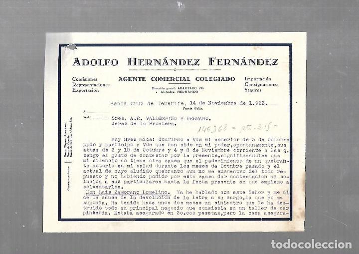 Documentos antiguos: MEMORANDUM. 2 PAGINAS. ADOLFO HERNANDEZ FERNANDEZ. SANTA CRUZ DE TENERIFE. 1933