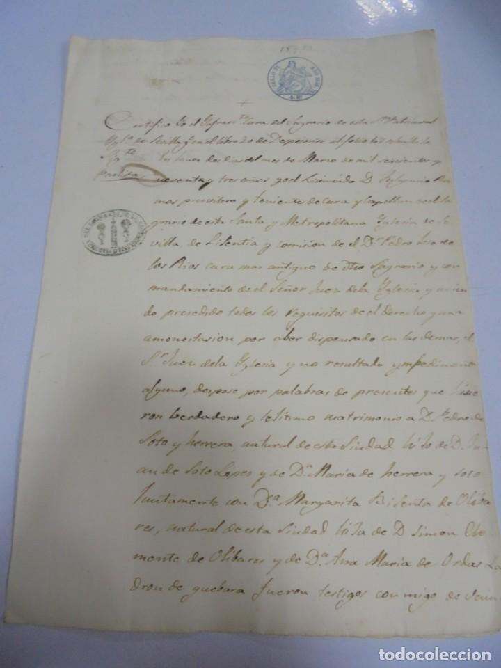 Documenti antichi: SEVILLA. 1855. CERTIFICADO DE MATRIMONIO. VER SELLOS