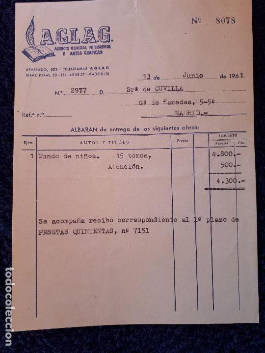 Documentos antigos: Albar&aacute;n de AGLAG - Agencia General de Librer&iacute;a y Artes Gr&aacute;ficas - 1961