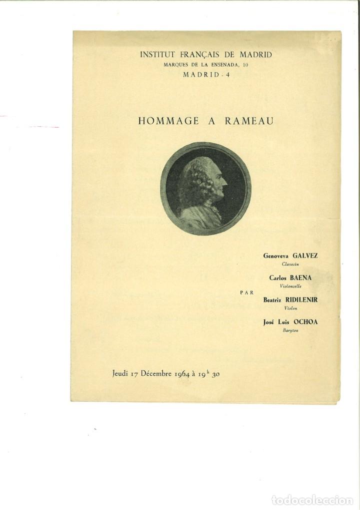 Documentos antiguos: HOMMAGE A RAMEAU. INSTITUT FRAN&Ccedil;AIS DE MADRID - Foto 1