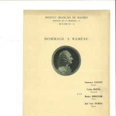 Documentos antiguos: HOMMAGE A RAMEAU. INSTITUT FRANÇAIS DE MADRID