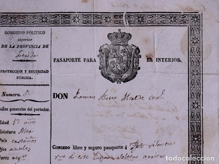 Documentos antiguos: PASAPORTE PARA INTERIOR DEL REINO A CATELLTERSOL 1847 - Foto 2