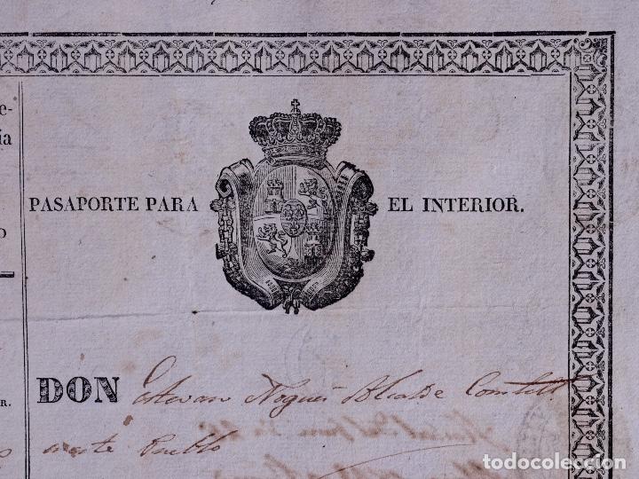 Documentos antiguos: PASAPORTE PARA INTERIOR DEL REINO A CASTELLTERSOL 1841 - Foto 1