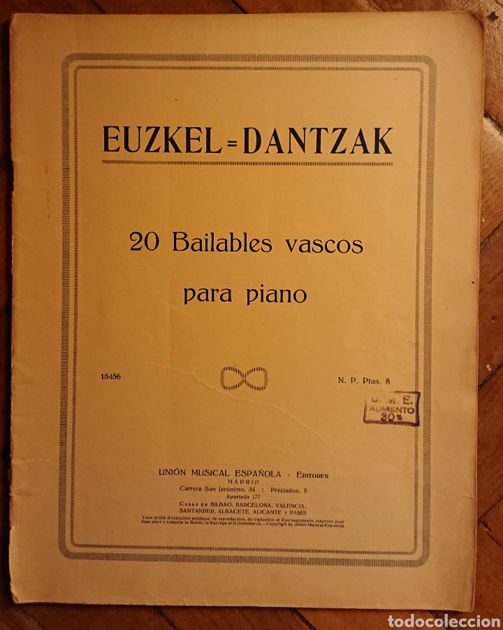 Documentos antiguos: Partitura Euskadi, euzkel dantzak, bailes populares vascos