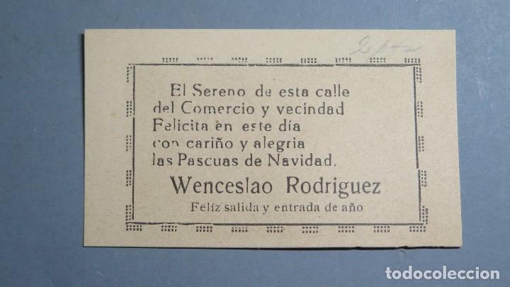 Documentos antiguos: TARJETA DE FELICITACION A&Ntilde;O NUEVO. SERENO WENCESLAO RODRIGUEZ. A&Ntilde;OS 20-30