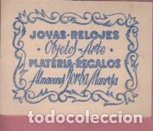 Documentos antiguos: Carnet Bolet&iacute;n de garantia de Almacenes Jorba de Manresa - joyas y relojes plateria y regalos 1950