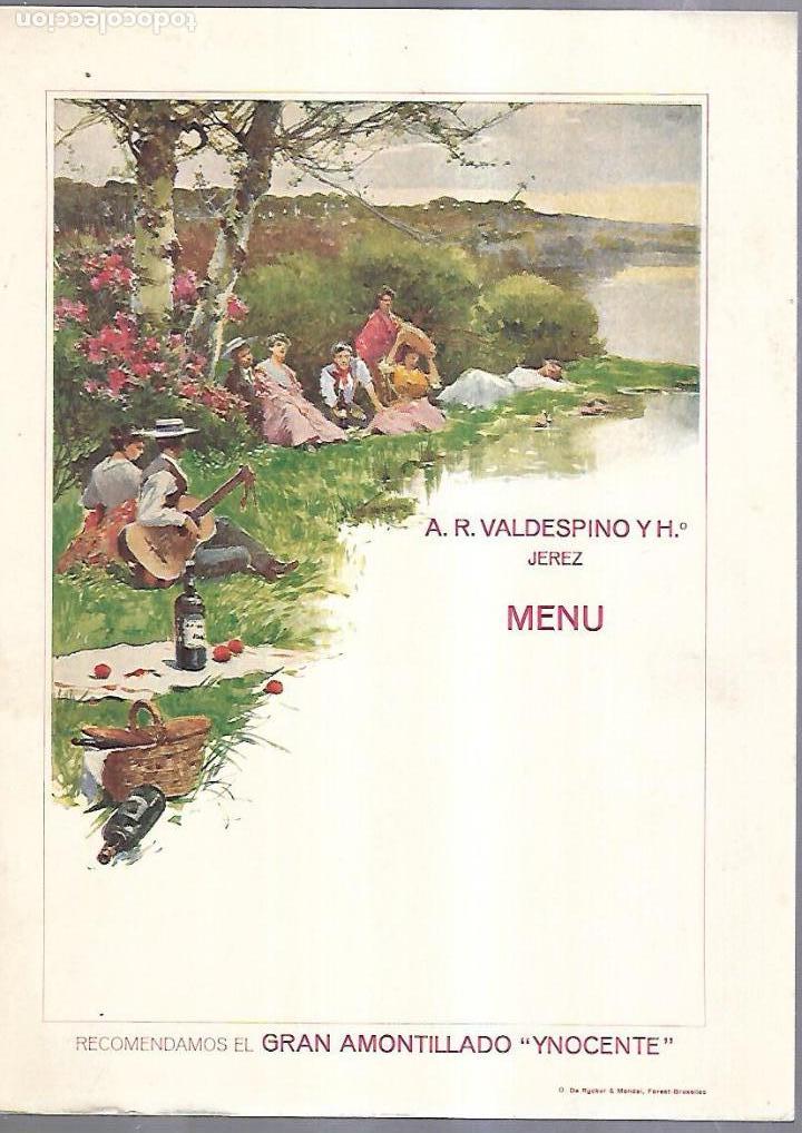 Alte Dokumente: MENU. A.R.VALDESPINO Y H&ordm;. JEREZ. ESCENA CAMPESTRE. 21 X 28CM