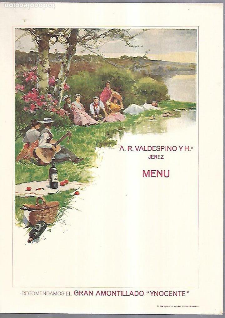 Alte Dokumente: MENU. A.R.VALDESPINO Y H&ordm;. JEREZ. ESCENA CAMPESTRE. 21 X 28CM