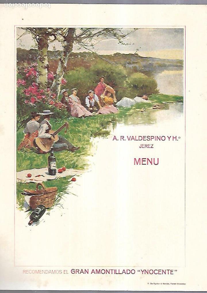 Alte Dokumente: MENU. A.R.VALDESPINO Y H&ordm;. JEREZ. ESCENA CAMPESTRE. 21 X 28CM