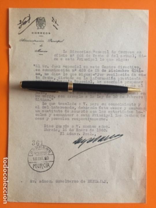 Documents Anciens: BENIAJAN  -  MURCIA-   GUERRA CIVIL-    FUNCIONARIOS  CORREOS-    A&Ntilde;O  1.940