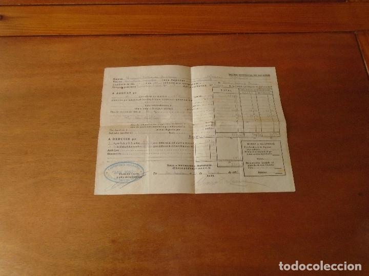 Documentos antiguos: RECIBO INDIVIDUAL DE SALARIOS. TENERIFE 1955. CARPINTER&Iacute;A MEC&Aacute;NICA SAN JOS&Eacute;.