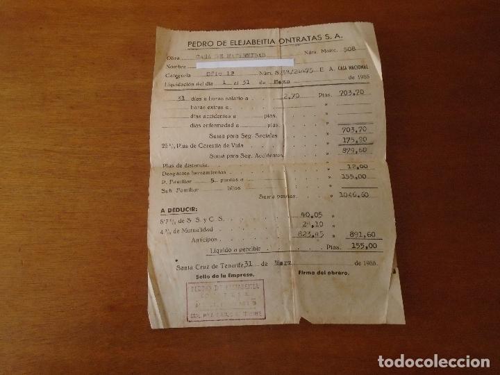 Documentos antiguos: ANTIGUA N&Oacute;MINA A&Ntilde;O 1955 CONTRATA POR TRABAJO EN OBRA CASA DE MATERNIDAD EN TENERIFE