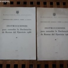 Documentos antiguos: INSTRUCCIONES DECLARACIÓN RENTAS EJERCICIO 1965 Y 1966. MINISTERIO DE HACIENDA.. Lote 142685294