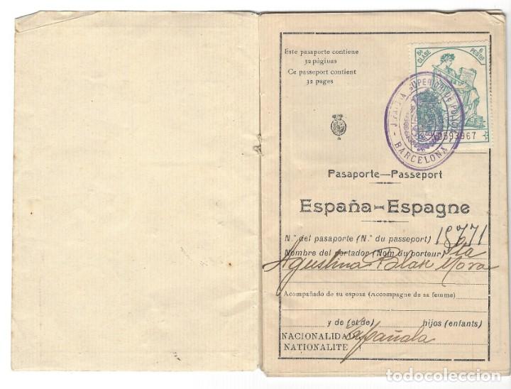Documentos antiguos: PASAPORTE ESPA&Ntilde;OL DEL A&Ntilde;O 1929 - Foto 2