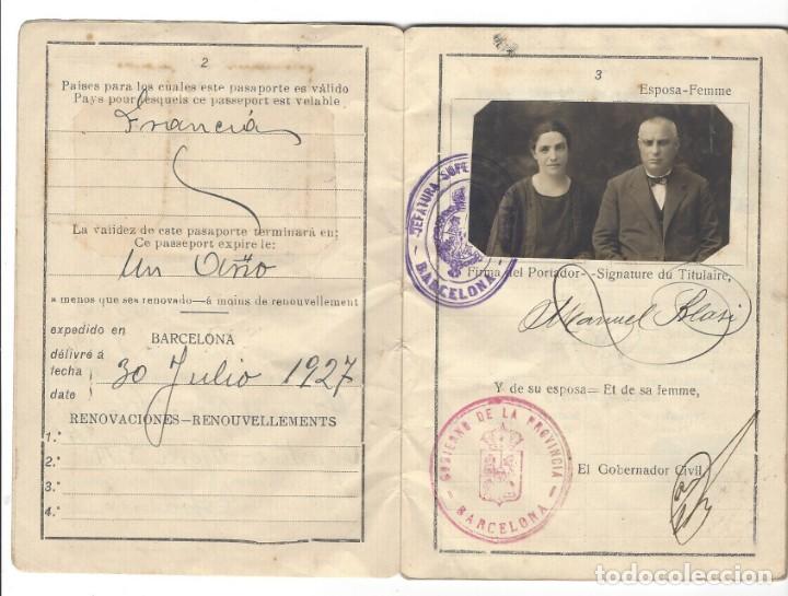 Documentos antiguos: PASAPORTE ESPA&Ntilde;OL DEL A&Ntilde;O 1927 - Foto 3