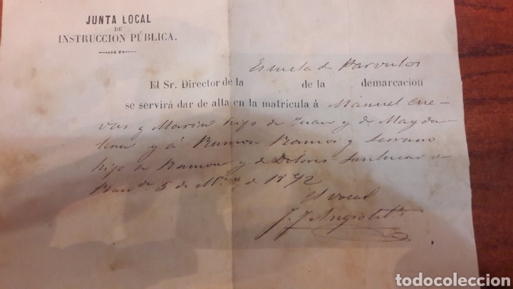 Documentos antiguos: 1892 documentos junta local instruccion Publica - Foto 1
