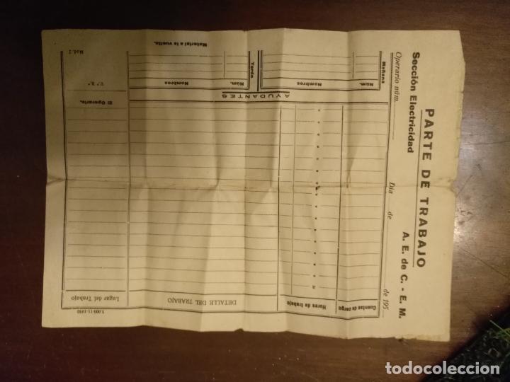 Documentos antiguos: cadiz a&ntilde;os 50 parte de trabajo seccion electricidad