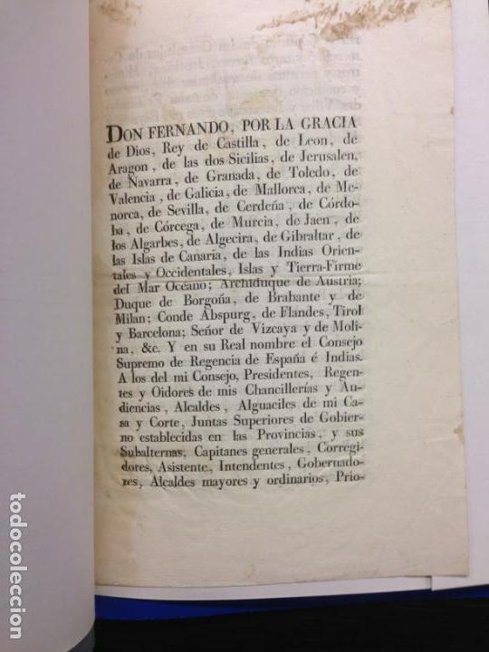 Alte Dokumente: REAL DECRETO FERNANDO VII CONVOCA CORTES GENERALES EN LA ISLA DE LEON, ELECCION DIPUTADOS, 1810