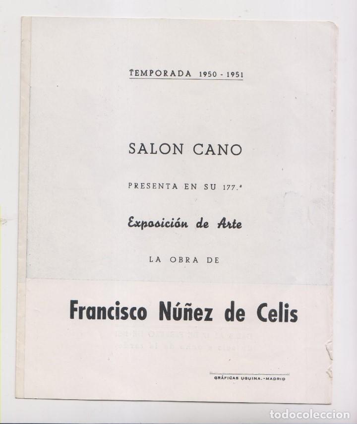 Documentos antigos: CAT&Aacute;LOGO DE LA EXPOSICI&Oacute;N DE FRANCISCO N&Uacute;&Ntilde;EZ DE CELIS EN EL SAL&Oacute;N CANO, DE MADRID, 1951