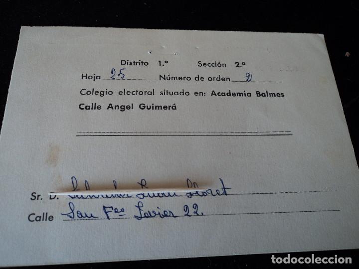 Documentos antiguos: CERTIFICACION DEL VOTO REFERENDUM DE 1966 ESPLUGAS DE LLOBREGAT - Foto 2