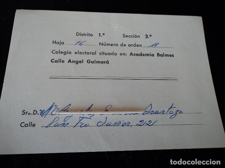 Documentos antiguos: CERTIFICACION DEL VOTO REFERENDUM DE 1966 ESPLUGAS DE LLOBREGAT - Foto 2