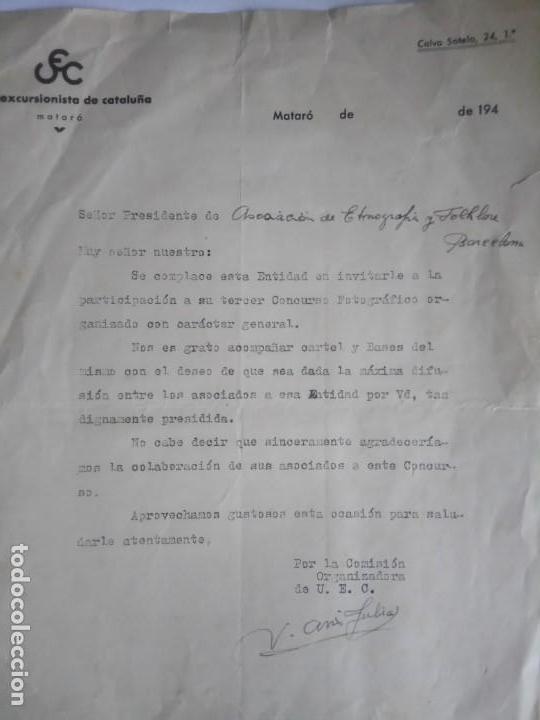 Documents Anciens: UNI&Oacute;N EXCURSIONISTA DE CATALU&Ntilde;A, INVITACI&Oacute;N AL III CONCURSO FOTOGR&Aacute;FICO, 1946?