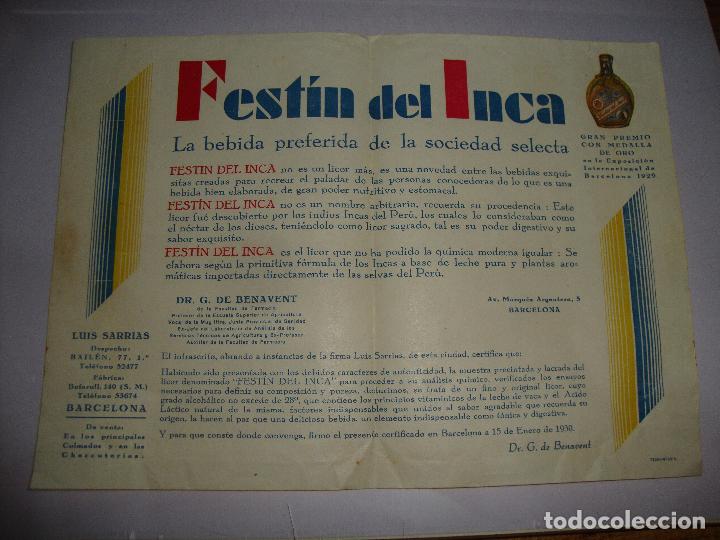 Documentos antiguos: CUARTILLA PUBLICITARIA ORIGINAL FESTIN DEL INCA