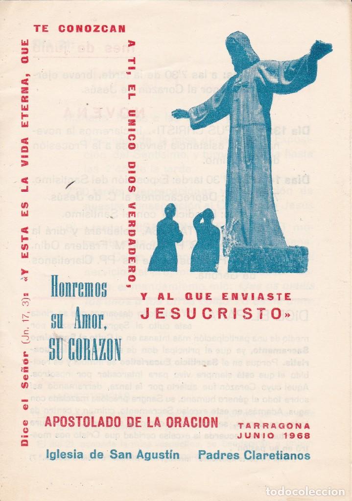 Documentos antiguos: Apostolado de la Oraci&oacute;n Iglesia San Agust&iacute;n Padres Claretianos Tarragona 1968