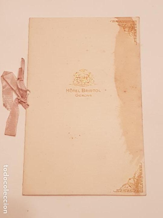 Old Documents: MENU ANTIGUO HOTEL BRISTOL GENOVA