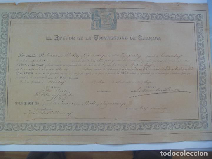 Documentos antiguos: UNIVERSIDAD DE GRANADA: TITULO DE BACHILLER, 1892 , SIGLO XIX  . VI&Ntilde;ETA A&Ntilde;O 1892
