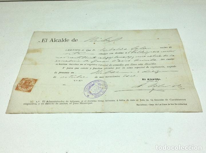 Documentos antiguos: RIBAS DE FRESER - DOCUMENTO GANADO -  A&Ntilde;O 1912 -- AYUNTAMIENTO DE RIBAS