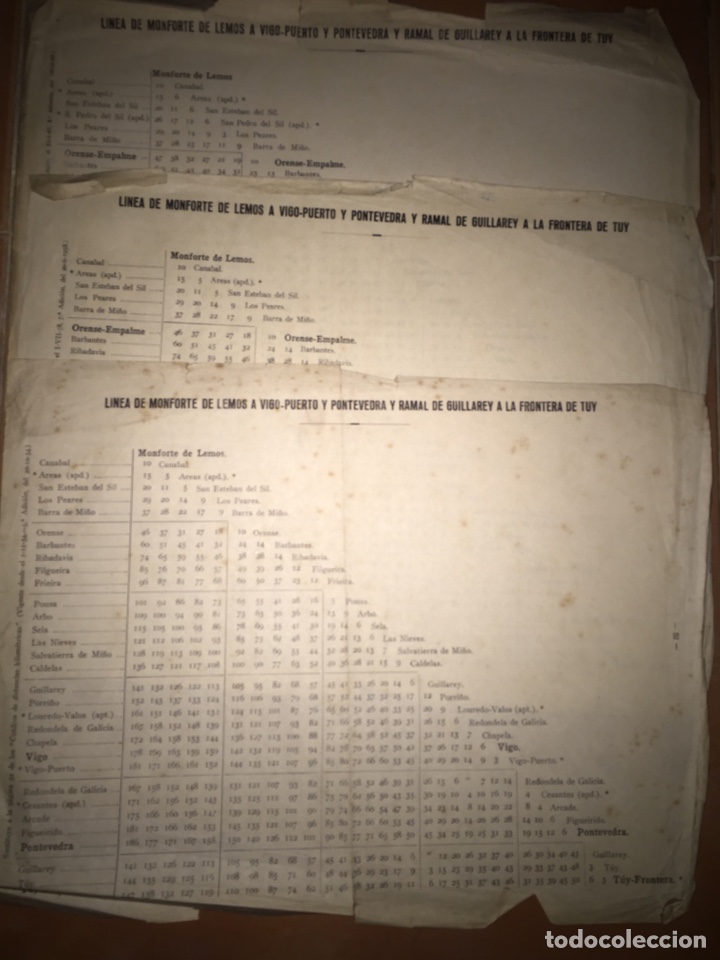 Documentos antiguos: Cuadros de distancias // L&iacute;nea Monforte - Vigo - Pontevedra y Guillarey - Tuy // Renfe // 1954-1966