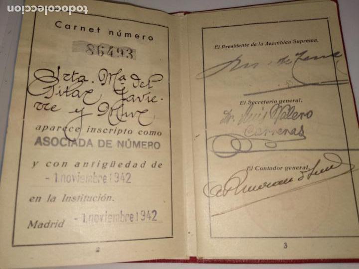 Documentos antiguos: Carnet Cruz roja  1942 - Foto 3