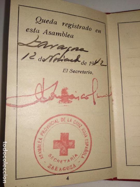 Documentos antiguos: Carnet Cruz roja  1942 - Foto 4