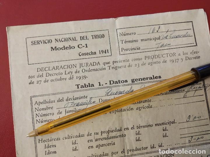 Documentos antiguos: SERVICIO NACIONAL DEL TRIGO, COSECHA 1941. DECLARACION JURADA.