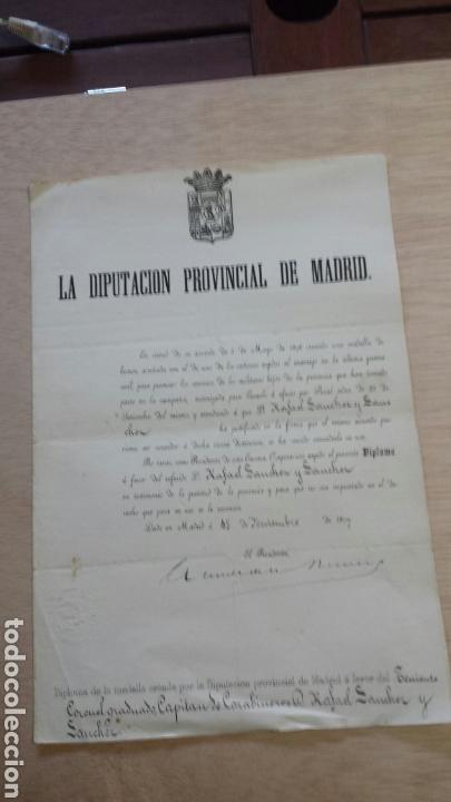 Documentos antiguos: Documento Diputacion de Madrid 1877 17