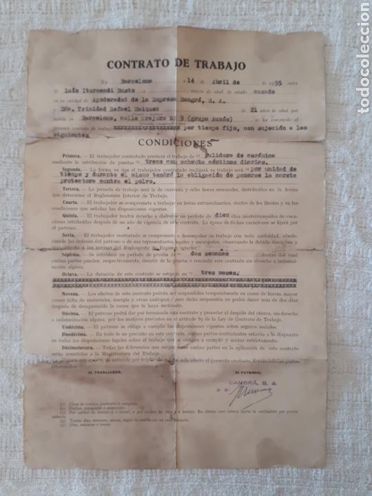 Documentos antiguos: Antiguo contrato trabajo 1955 Sangr&aacute; S.A.