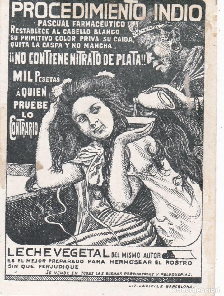 Documentos antiguos: etiqueta restablece color del pelo, caspa y la caida metodo indio principios siglo XX 6x10ctms.